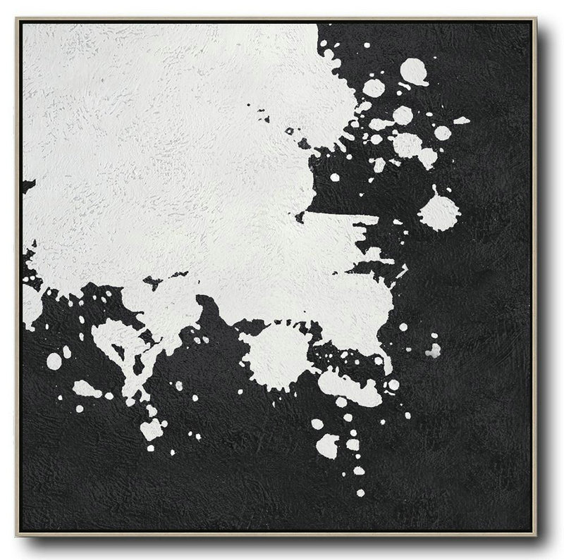 Hand Made Abstract Art,Oversized Minimal Black And White Painting,Modern Wall Decor #N3H1